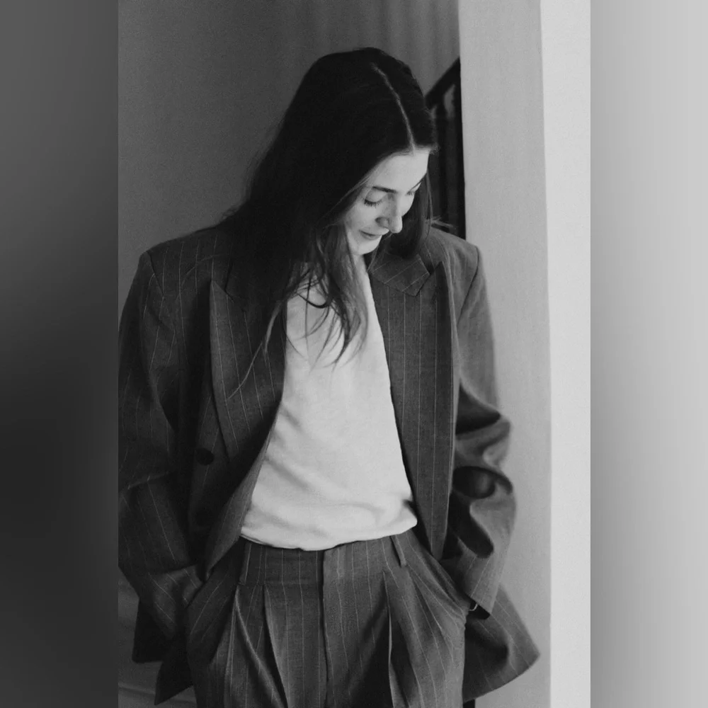 ZARA OVERSIZE PINSTRIPE BLAZER - Picture 9 of 15